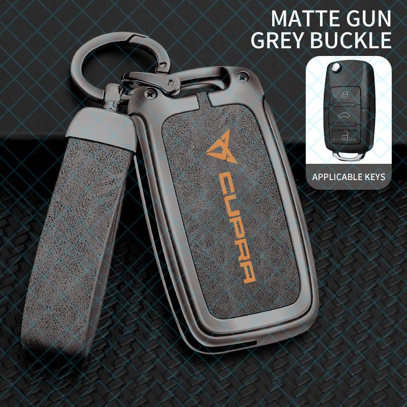 Zinc Alloy Leather Car Key Case Cover Holder Shell For SEAT Cupra Raval Born Leon PHEV Formentor Ateca Terramar FR valve core SI1