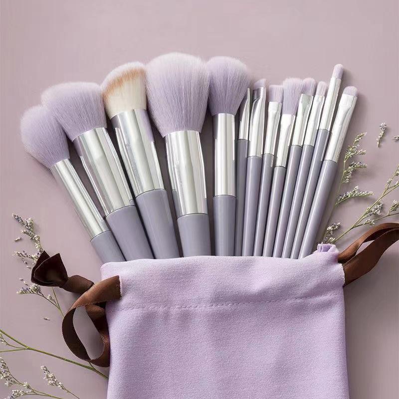 13 Four Seasons Green Makeup Brush Set Bristles Soft Blush Eyeshadow Concealer Foundation Loose Powder Highlight Brush