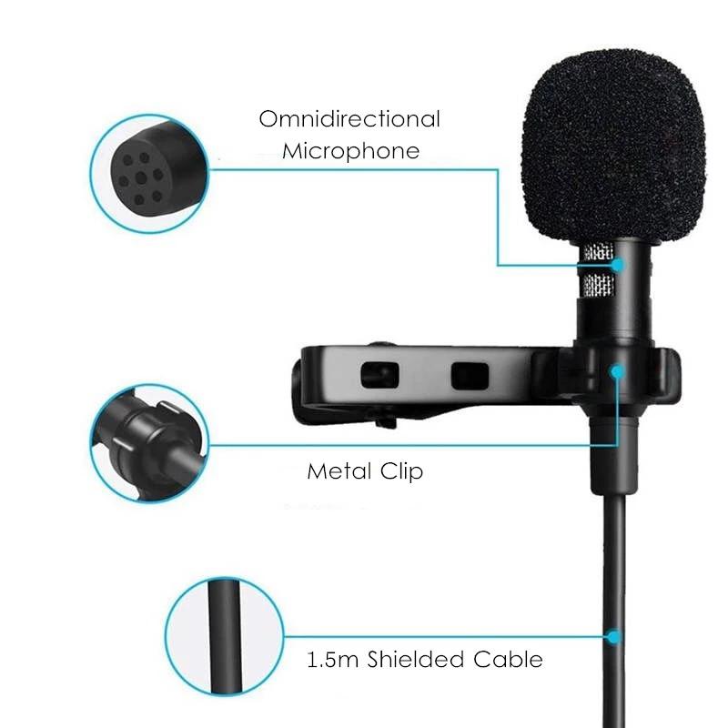 3.5mm Wired Microfon Mini Microphone Condenser USB Type C Lavalier Clip Professional Microphone For Laptop Computer Smart Phone