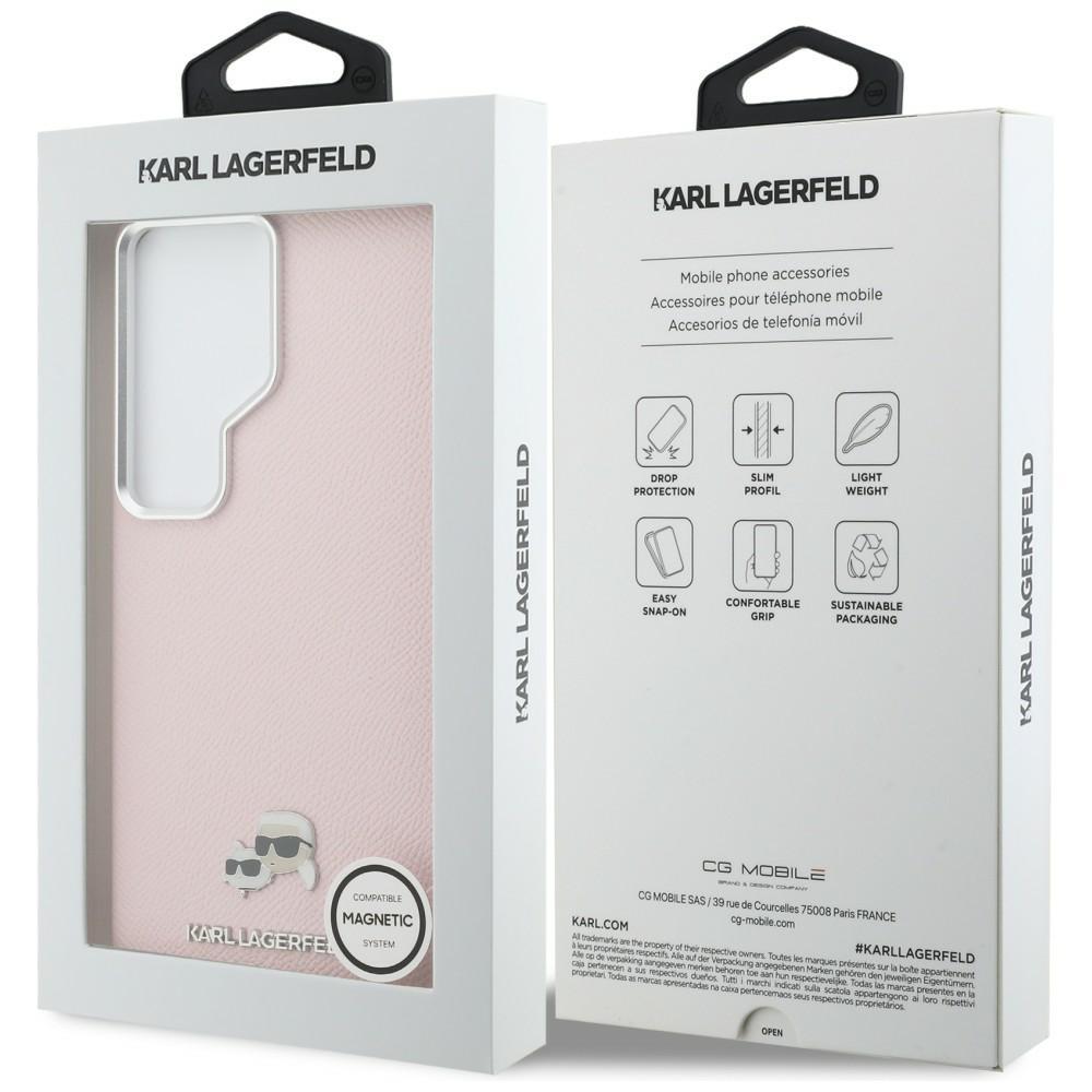 Karl Lagerfeld Saffiano KC Metal Logo MagSafe Case for Samsung Galaxy S26 Ultra Pink