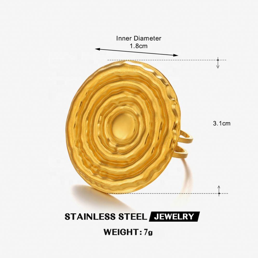 New Fashionable Popular Stainless Steel Minimalist Style Geometric Round Personality Hip Hop Rotating Thread Ring for Women