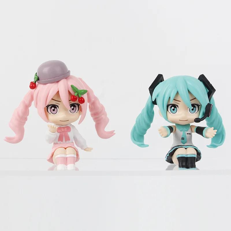 5pcs/set Hatsune Miku Q Version Sitting Posture Kawaii Birthday Gift Anime Girl Figures Super Cute Unique Kids Christmas Toys
