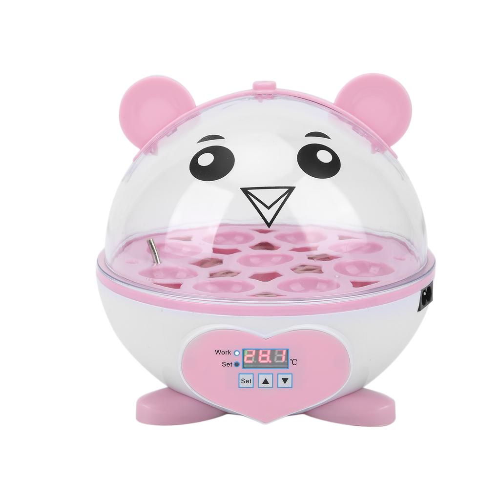 SemiAutomatic Incubator Household Small 9 Eggs Incubator for Chicken Duck Bird Pigeon Quail (Pink )