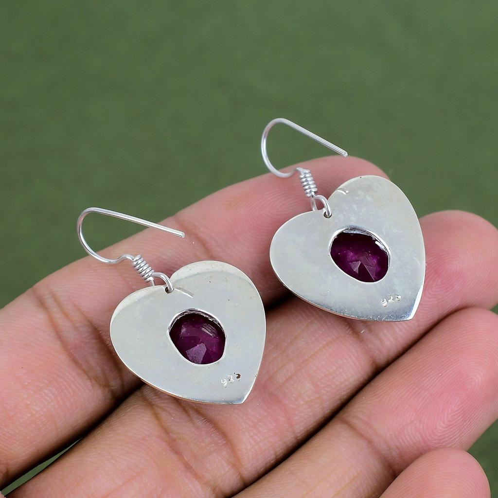 Faceted Kashmir Ruby Earring 925 Sterling Silver Earring Handmade Gemstone Earrings Silver Jewelry Latest Design Earring Anniversary Gifts