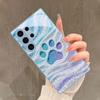 Pastel Glitter Cat Paw Fashion Phone Cases Carcasa Glass Phone Case  Fundas for Samsung Galaxy S26 S25 S24 S23 S22 FE Ultra Plus