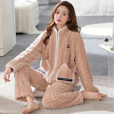 Pijama Mujer Invierno Forro Polar Coral Engrosado Cálido Otoño e Invierno Franela Casual de Casa