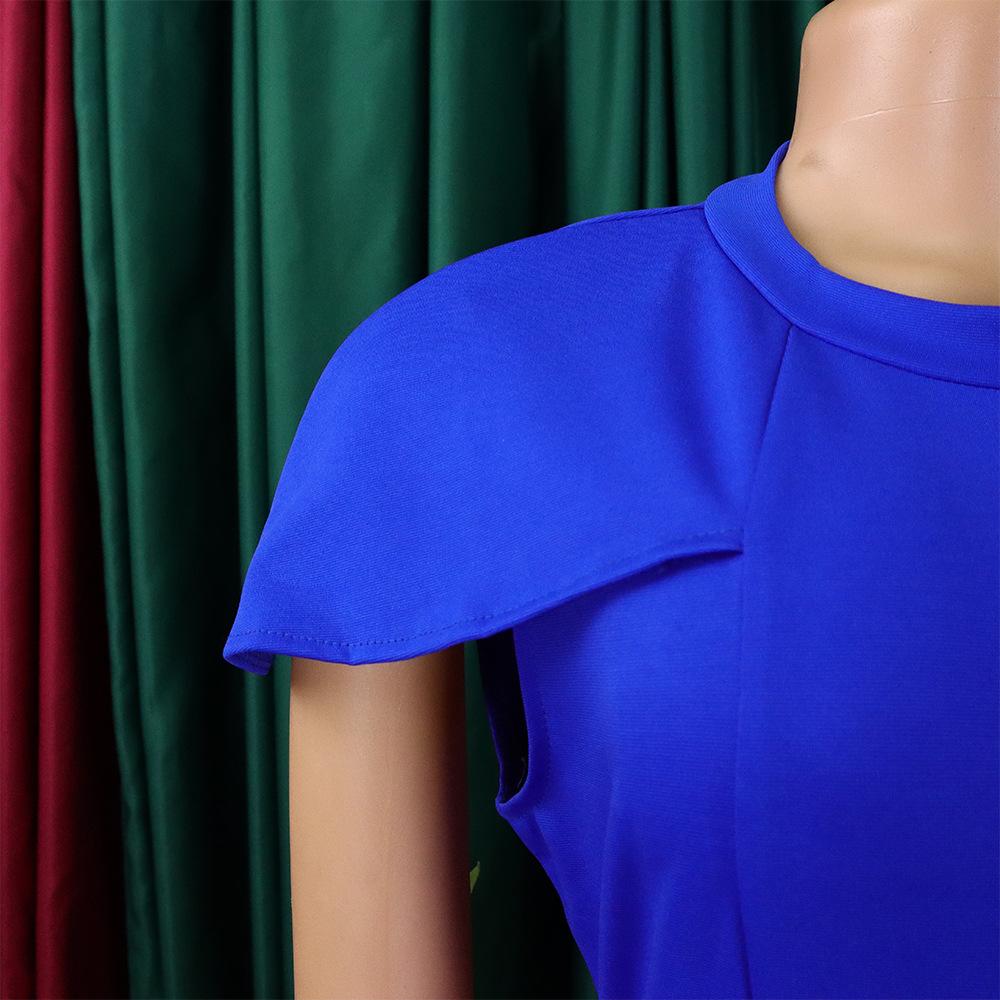 YYFS Dámská móda Léto Jaro Jednobarevný potisk Neformální šaty s krátkým rukávem do O-výstřihu a vysokým pasem