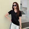 Summer Big V-neck Thin Short-sleeved Women's Loose Casual Versatile and Thin Top T-shirt Sunscreen Breathable Clothes