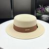 European French Celebrity Small Along Flat Top Straw Top Hat Women's Summer Travel Shade Sun Protection British Versatile Small Basin Hat