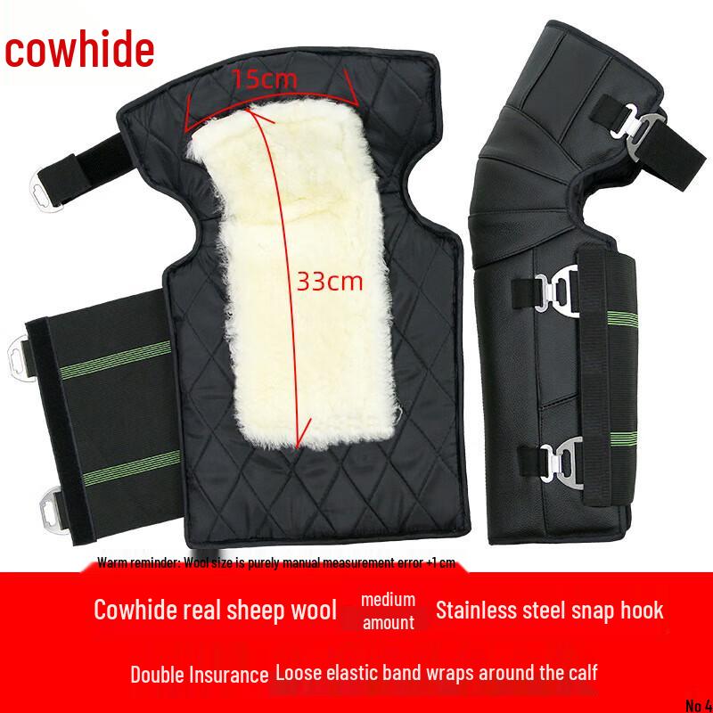 Windproof Cowhide Lambswool Winter Knee Pads