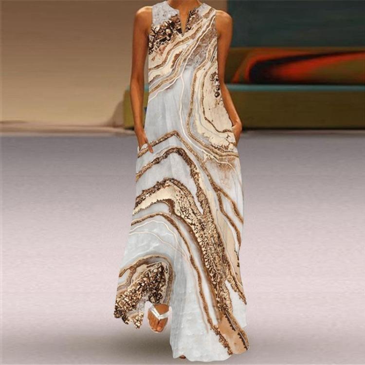 Casual Dress Women Summer Fashion Long Skirt Print Beach Spring Vacation Clothing S