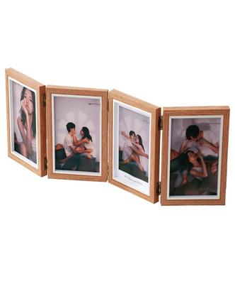 S.fields.inc Cadre Photo, 4 Panneaux, Bois, Multi-Faces, Pliant, Verre Organique (Marron clair)