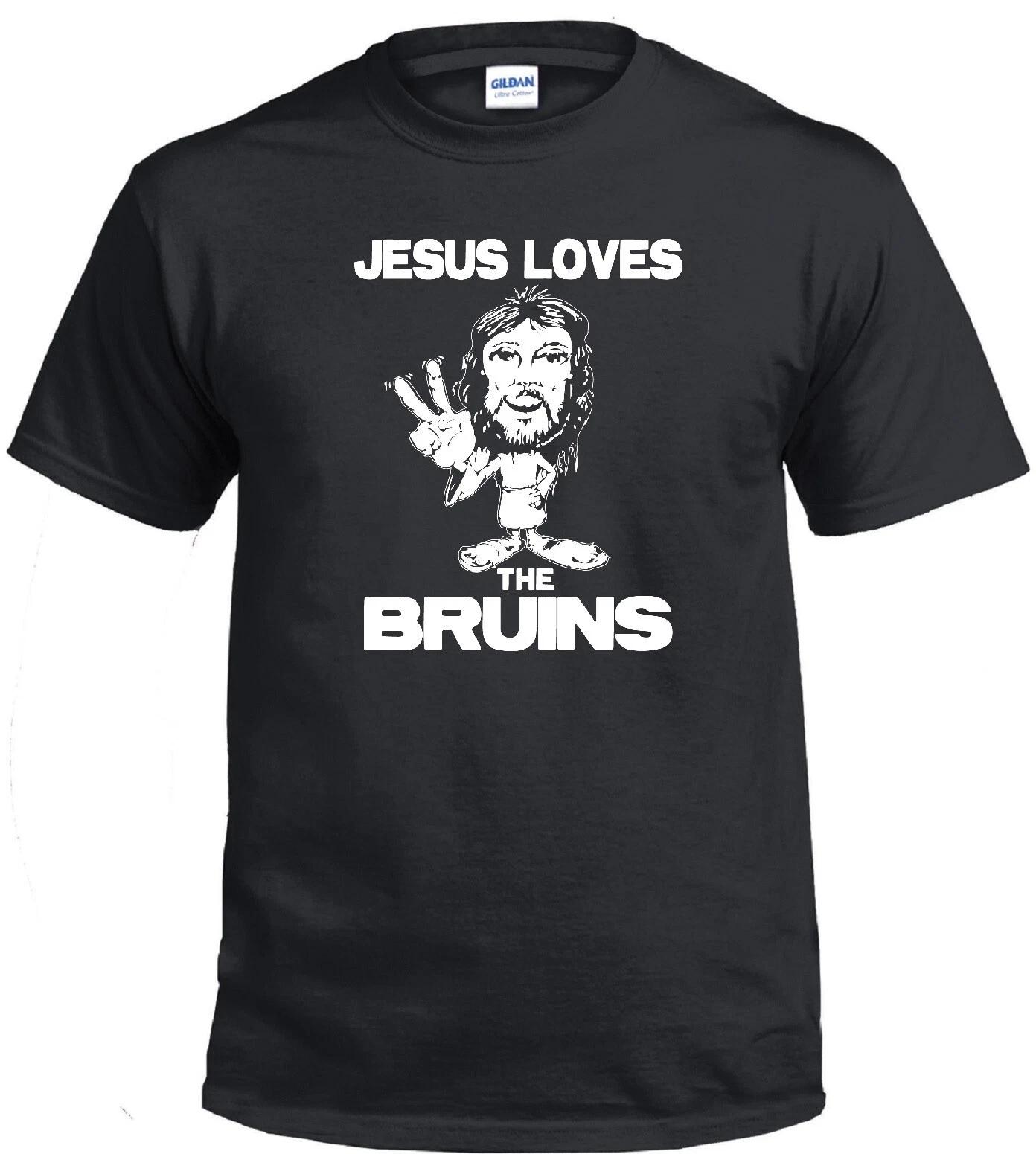 JESUS LOVES THE BRUINS CHRISTIAN HARDCORE HOCKEY FAN JERSEY T-shirt 2XL