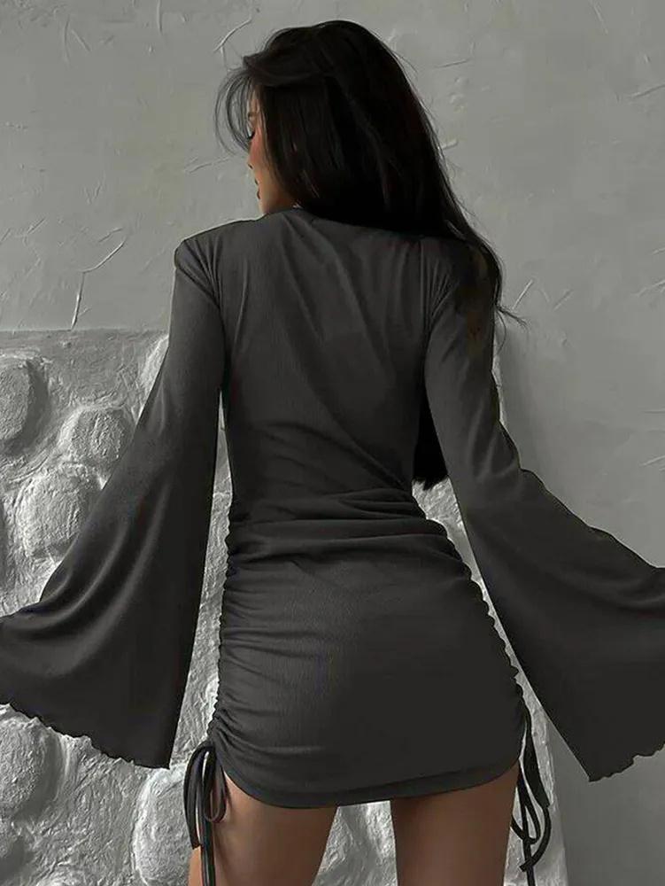 Women's Commuting Fashion Sleeve Drawstring Hip Dress For Women