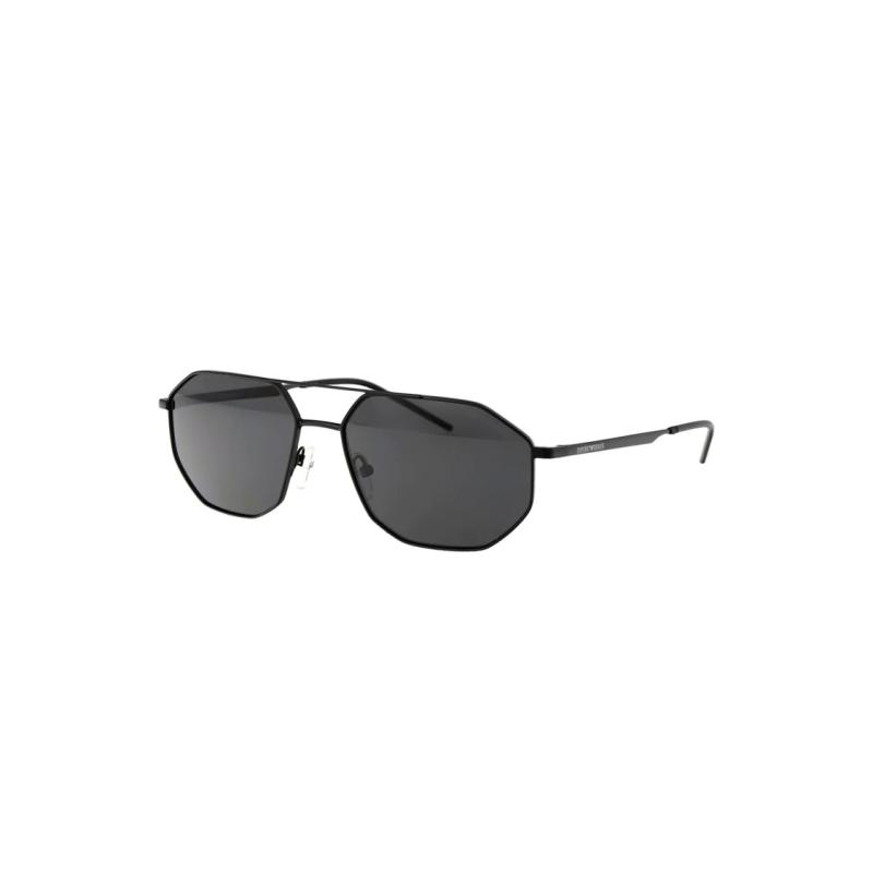 

EMPORIO ARMANI Temples Logo Print Metallic Aviator Sunglasses Men s Black 58 чёрный