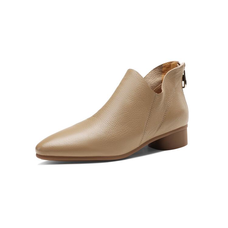 Móda Nové Podzimní Dámské Kožené Kozačky Ležérní Krátké Kozačky pro Ženy Módní Kozačky Nízký Podpatek Dámské Boty Stručné Kotníkové Kozačky