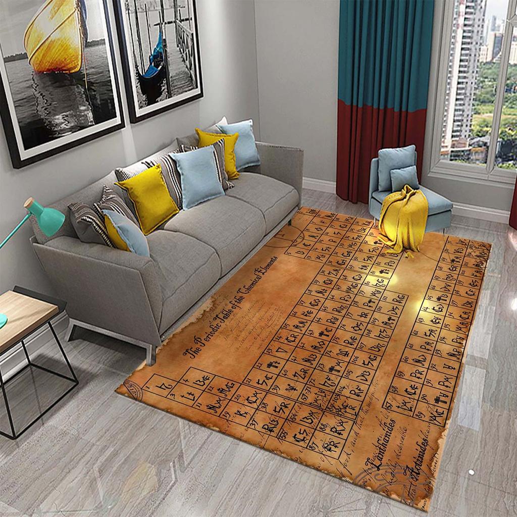 3D Periodic Table of Elements Carpet for Living Room Students Bedroom Area Rug Non-slip Floor Rug Mat Educational Mat Home Decor