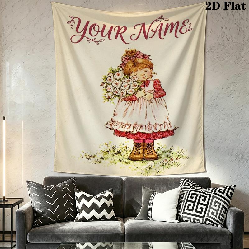 Custom Name Sarah Kay 13 Wall Tapestry Aesthetic Wall Hanging Printed Fabric Blanket Decorative Tapestries for Bedroom Living Room Home Decor