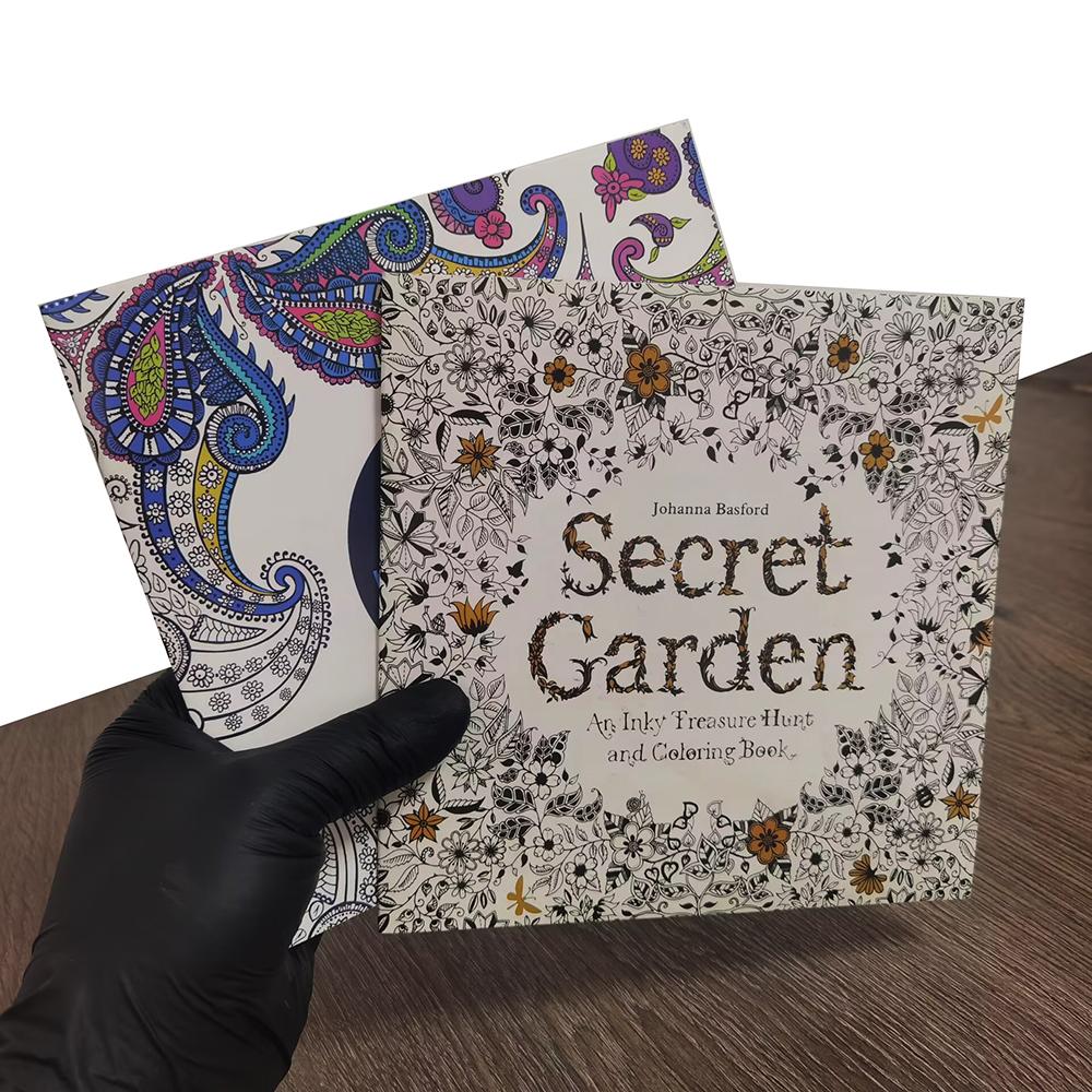 2Pc Coloring book Children s learning gifts 18.5x18.5cm, 12 sheets, 24 pages For the Secret Garden, For Mandala 2Pcs Mix