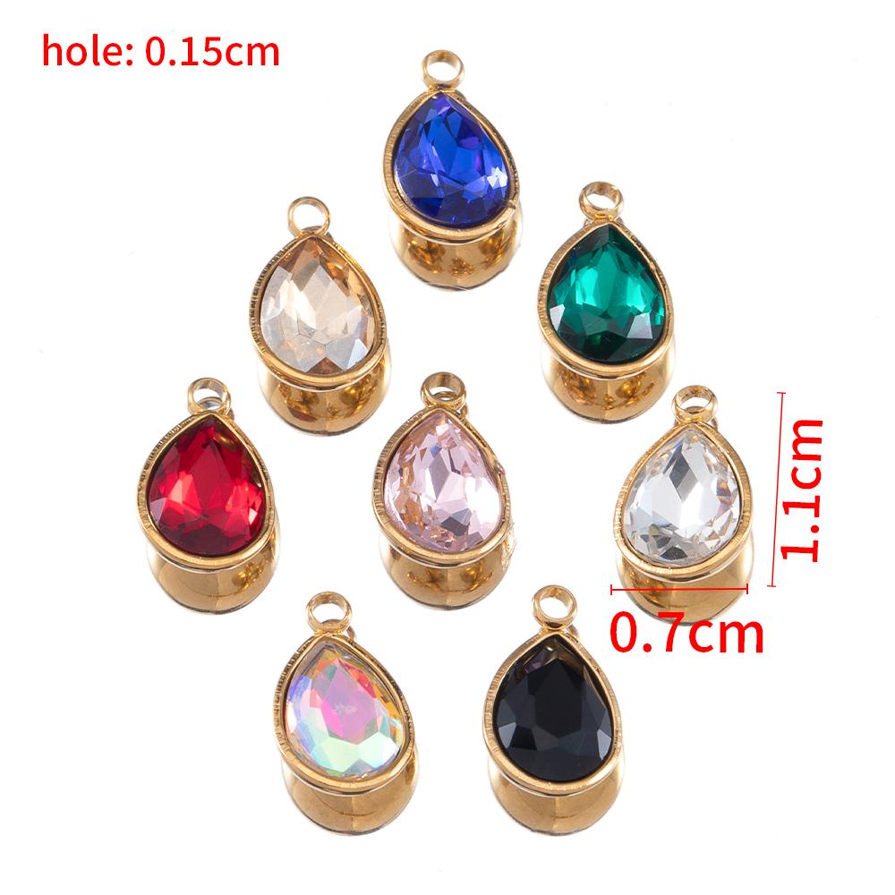 

5pcs Colorful Crystal Charms Stainless Steel Geometry Oval Star Flower Charm Earrings Pendants for DIY Necklace Jewelry Findings 5pcs