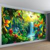 Vibrant Tropical Rainforest Tapestry Wall Hanging, Colorful Macaws And Butterflies Waterfall Jungle Landscape, Boho Home Decor