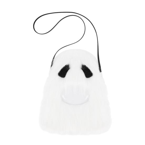 Ghost Plush Crossbody Bag Halloween Bag, Cute Spooky Fluffy Shoulder Pouch Costume Accessory for Party Costume, Mini Casual Daily Use Funny Theme Gift