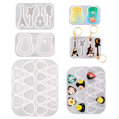 Guitar Picks & Box Silicone Plectrums Resin Casting Jewelry for DIY Bass Thumb Finger