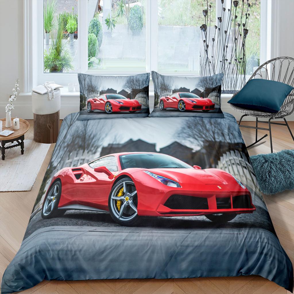 Racing Car Printed Duvet Cover With Pillowcase Bedding Set Single Double Twin Full Queen King Size 2/3pcs Polyester Quilt Cover