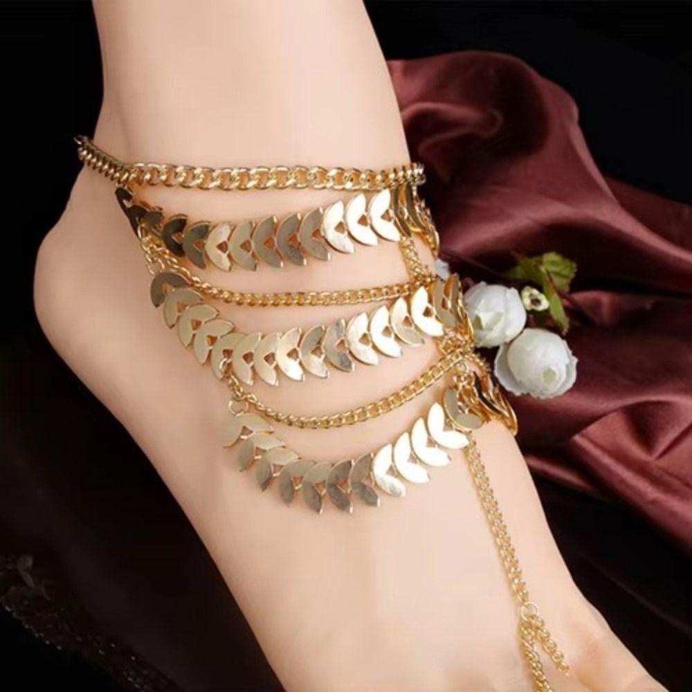 Multilayer Tassel Chain Anklet Gold Color Ankle Bracelets Lightweight Foot Chain  Middle East