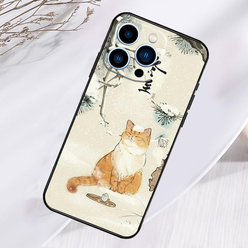 Japanese Cat Culture Aesthetic Art Phone Case For iPhone 17 Pro Max 15 14 13 12 11 16 Pro Max Plus 12 13 Mini 16e 17 Air Cover