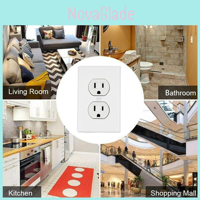 Versatile Wall Outlet Cover Socket Plate With Led Night Light Sensor For Safe Use
