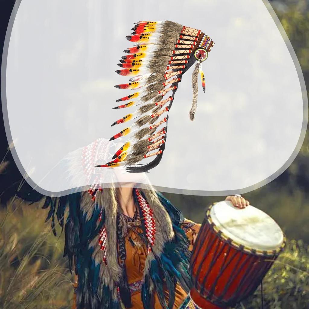 Indian Feather Headdress Hair Accessory for Burlesque Show Fancy Dress