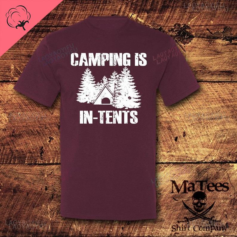 Camping Is inTents Men for Female Funny Camping Casual Harajuku Streetwear Aesthetic Loose Oneck Harajuku Printed Tshirt Tops