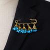 Bohemian Rhinestone Flower Tassel Brooch for Women - Exotic Style Suit Coat Pin