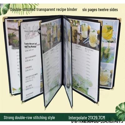 A4 Transparent Menu Book: Loose-Leaf PVC Holder with Various Page Numbers for Recipes or Price Lists