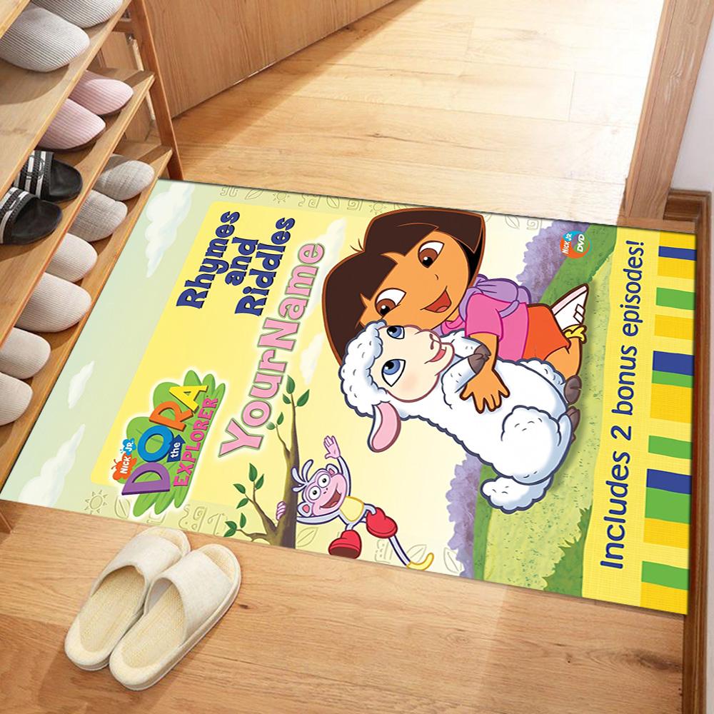 Dora Explorer Customizable Name Area Rug Design for Playrooms Balcony Bedrooms Hallway Antislip Carpet Office home decor Best for Christmas