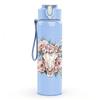 1PC Cow Skull Rose Western Floral Print 750ml Color Plastic Sports Water Bottle Leakproof Flip Straw Lid Suitable for Sports Office Home Use