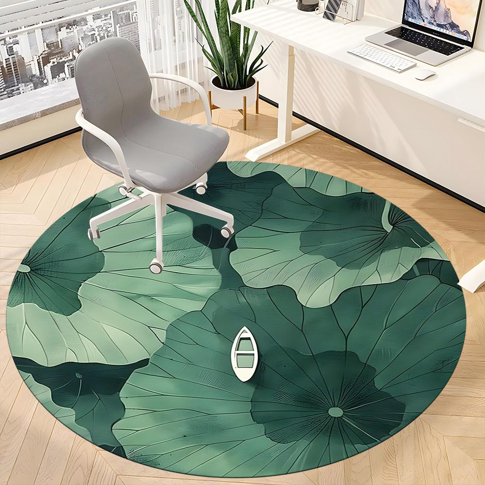 1pc Lotus Leaf Boat Office Round Area Rug, Indoor Mat Suitable For Office, Under Office Chairs Bedroom Living Room Home Decor, Room Deco