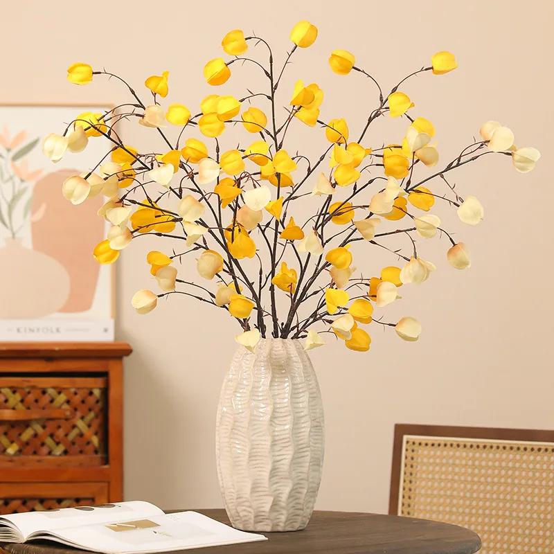 3pcs Artificial Flowers 100cm Silk Girl Fruits Branches Restaurant Decoration Simulation Autumn Lantern Fruit Green Plants