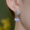 2026 Elegant White Cat's Eye Stud Earrings for Women - French Retro Style