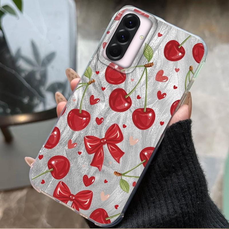 Summer Red Fruit Girls Case For Samsung Galaxy A56 A16 A26 A36 A06 A55 A35 A25 A15 A12 A32 A54 S24 S25 S22 S23 FE Fundas Cover
