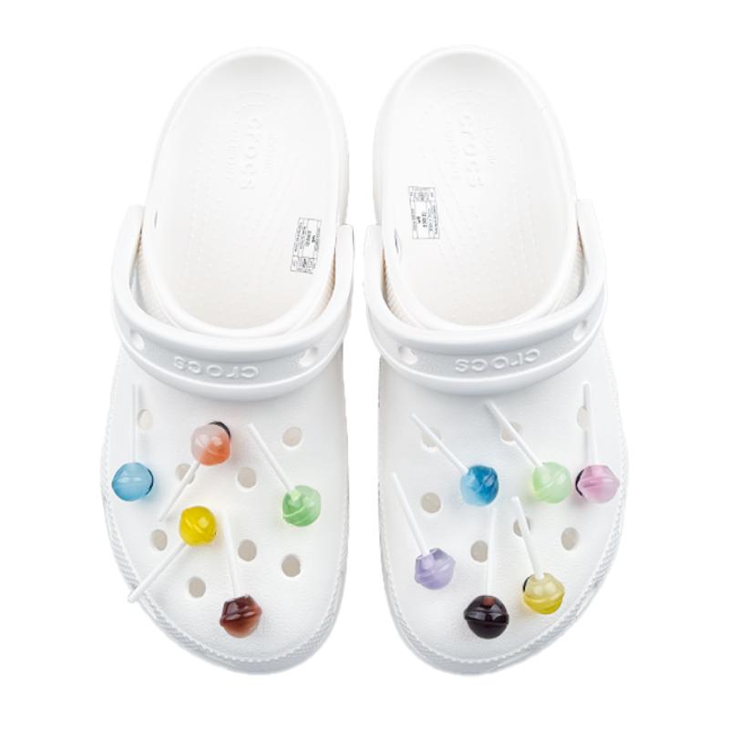 Crocs Classic clog EVA three-dimensional pendant Lollipop elements Spring colourful shoes women's white