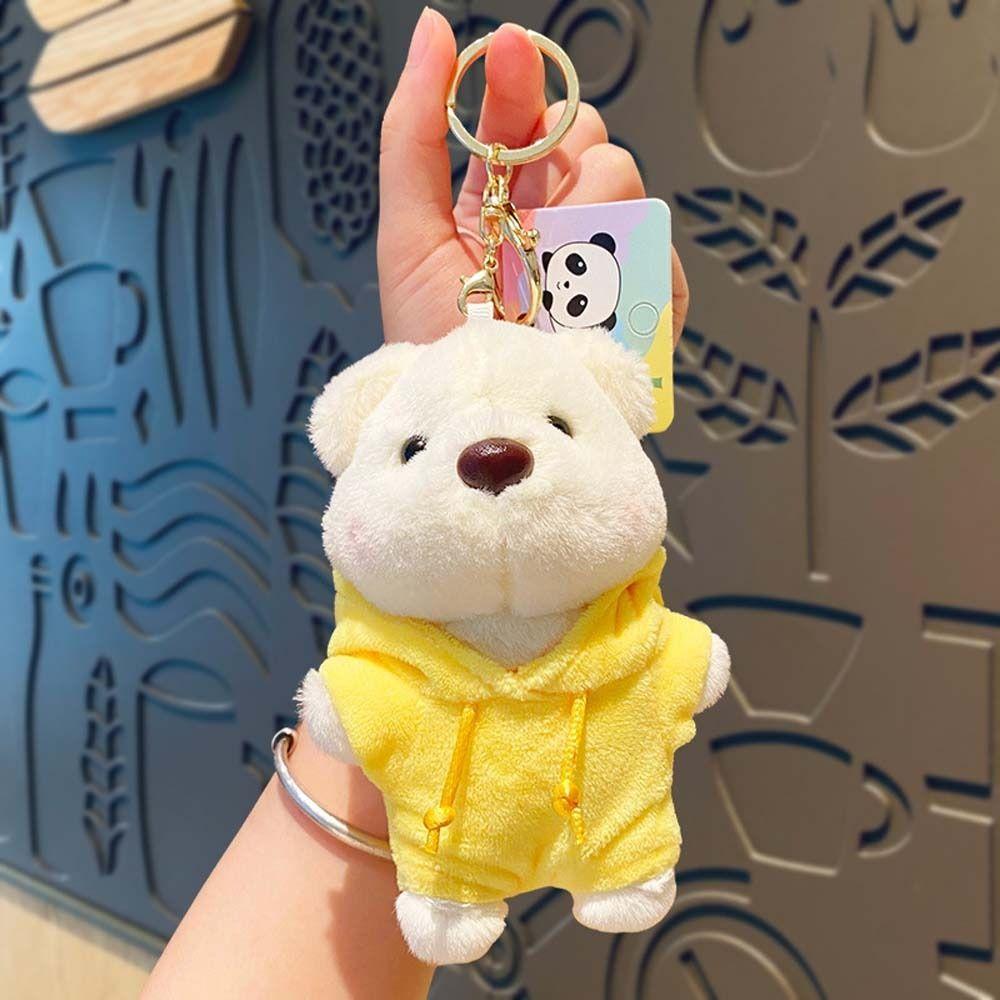 Wear Hoodies Cartoon Bear Plush Doll Bag Hanging Animal Plush Car Keyring  Friends Birthday Gifts