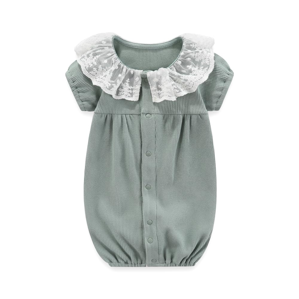 

Детский комбинезон-ромпер однотонный вафельный свободный см [Jaydyequ] одежда, новорожденный, ребенок, нижнее белье, всесезонный материал, весна, осень, лето, всесезонный зелёный