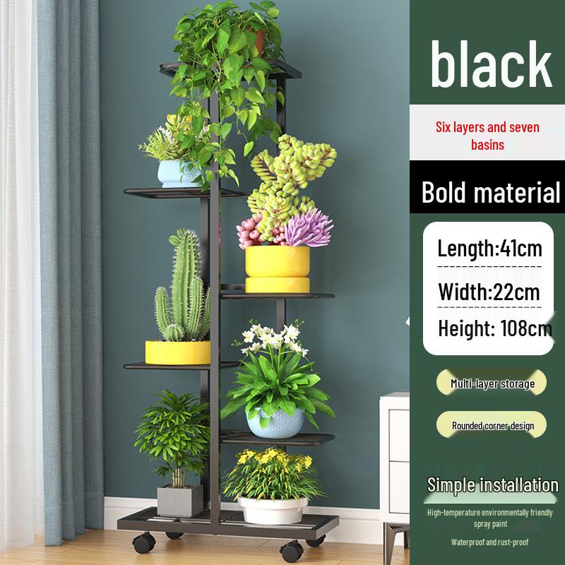 Wrought Iron Multi-layer Flower Stand Shelf for Indoor and Balcony Plant Display