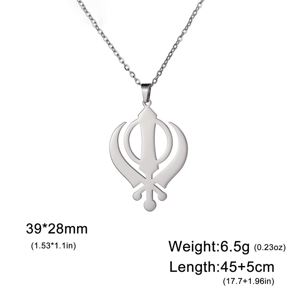 Lucktune Religiöse Sikhismus Symbol Halsketten für Damen Herren Edelstahl Sikh Khanda Glauben Amulett Anhänger Halskette Schmuck Geschenk