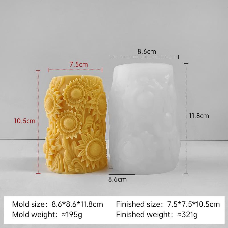 DIY Maple Tulip Cylinder Silicone Candle Mold Handmade Aroma Plaster Ornaments Mould Flowers Pillar Candle Making Supplies