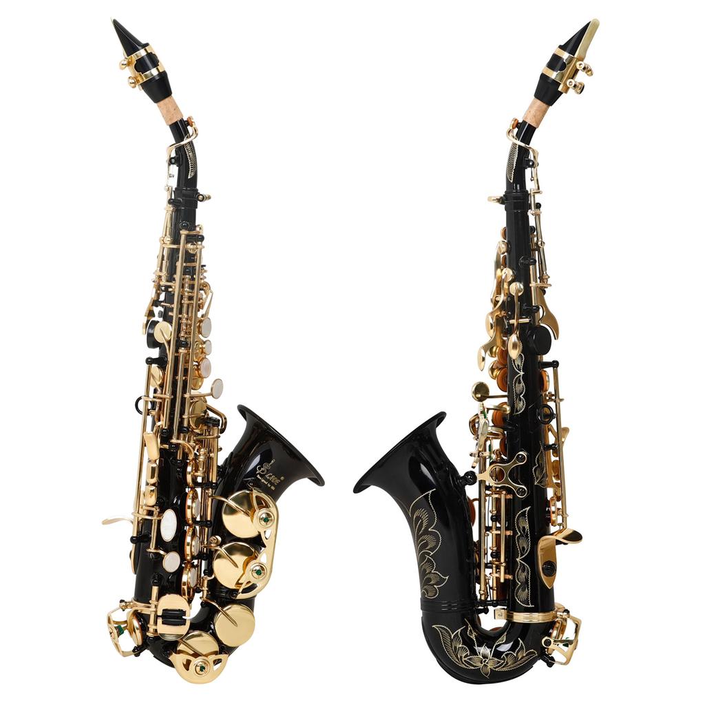 SLADE Bb Soprano Saxophone Brass Body B Flat Sax Engraved Floral Saxofon with Case Reeds Woodwind Instrument Parts & Accessories
