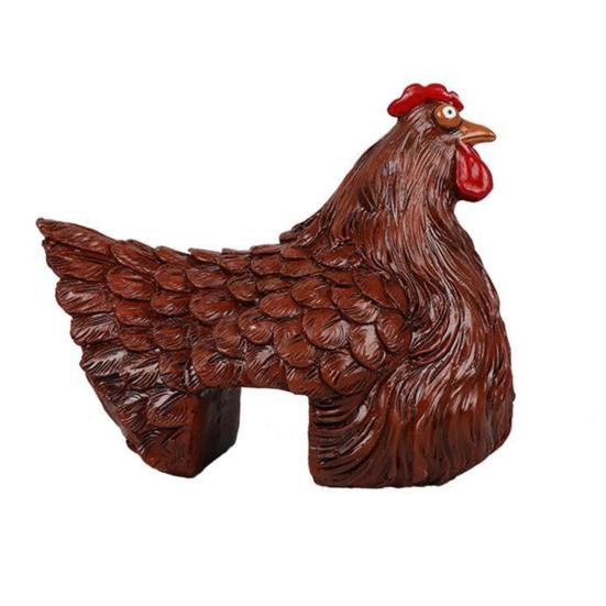 Ornamento de Cerca em Forma de Galinha, Resina com Textura de Pena 3D, Figura de Galinha Gordinha Fofa para Casa Jardim Fazenda Pátio Quintal