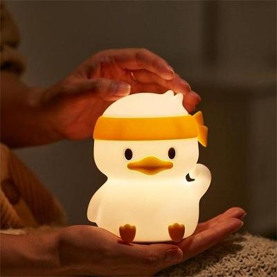 Luz de Noite de Pato para Crianças, Lâmpada de Silicone LED com 7 Cores Mutáveis, Controle por Toque, Recarregável por USB, Luz de Cabeceira Suave e Segura, presente
